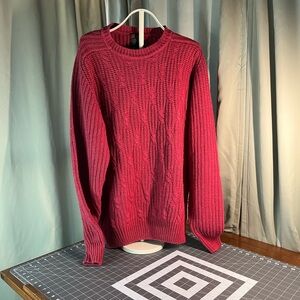 Grass Roots by Terramar Red Cable Knit Sweater Silk Lambswool